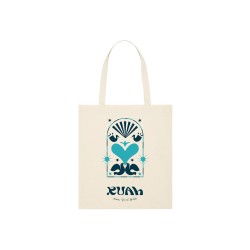 Totebag "Joyfull" Blanc et coeur bleu
