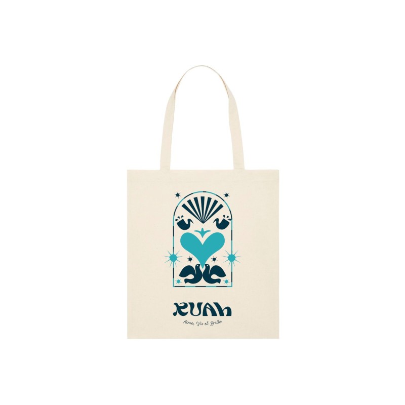 Totebag "Joyfull" Blanc et coeur bleu Totebag "Joyfull" Blanc et coeur bleu