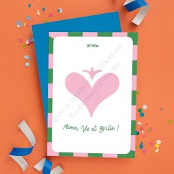 Carte "Aime, vis et brille" coeur rose clair