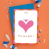 Carte "Aime, vis et brille" coeur rose orange