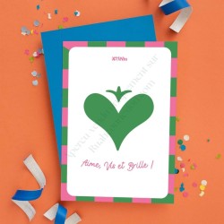 Carte "Aime, vis et brille" coeur vert