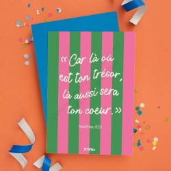 Carte "Car la où est ton trésor" version verdoyante