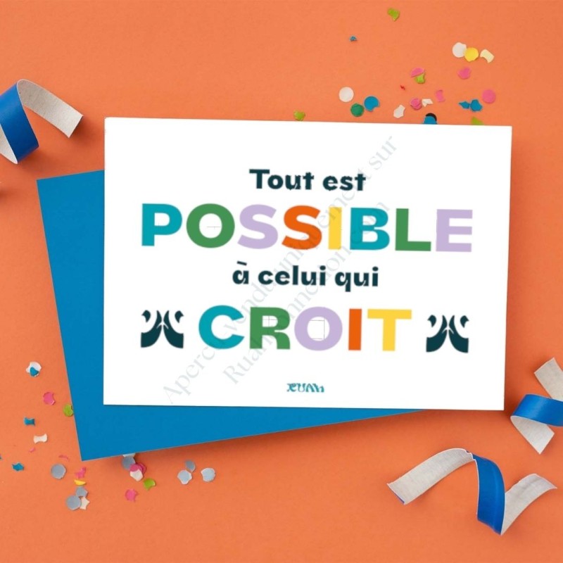 Carte "Tout est possible" Blanche
