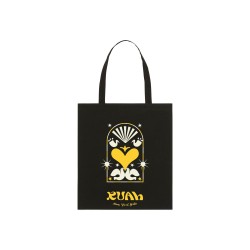 Totebag "Joyfull" Noir et coeur jaune