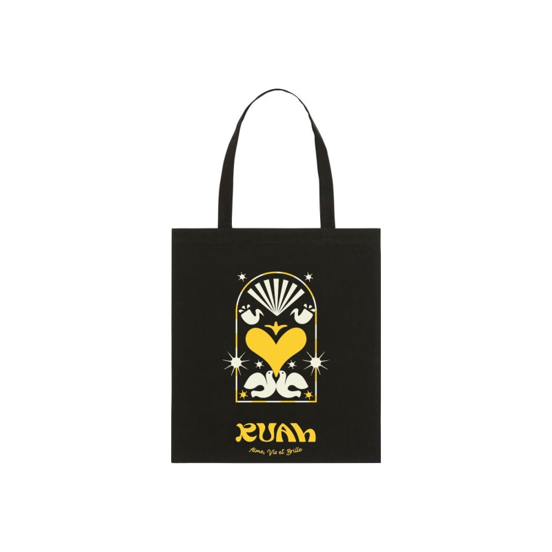 Totebag "Joyfull" Noir et coeur jaune Totebag "Joyfull" Noir et coeur jaune