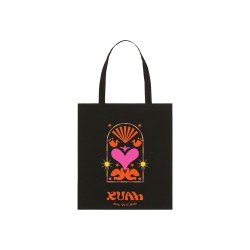 Totebag "Joyfull" Noir et coeur rose
