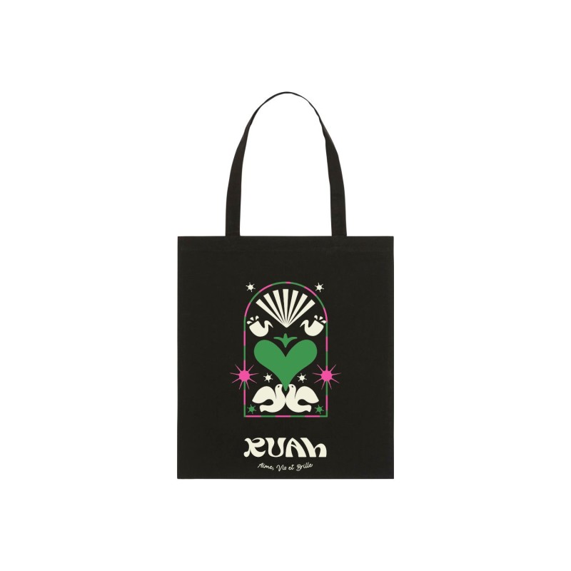 Totebag "Joyfull" Noir et coeur vert Totebag "Joyfull" Noir et coeur vert