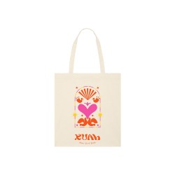 Totebag "Joyfull" Blanc et coeur rose