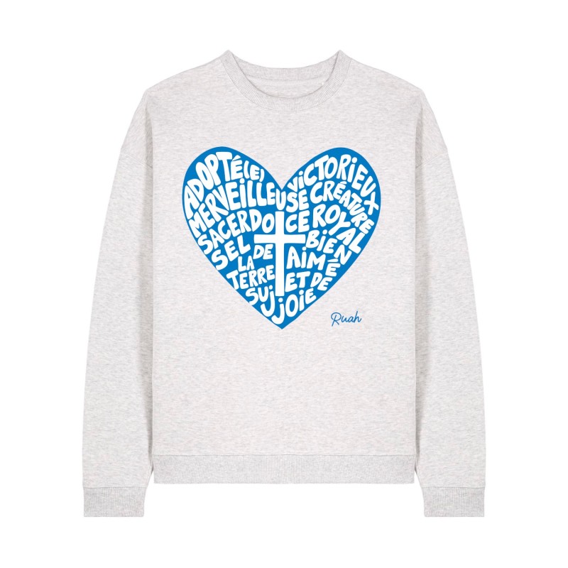 Sweat chrétien en coton bio |Modèle Coeur Ruah | mode responsable Sweat chrétien en coton bio |Modèle Coeur Ruah | mode responsable