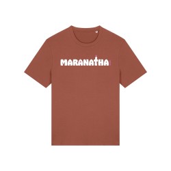 Tshirt "Maran-atha"coloris chocolat visuel blanc et  fuchsia