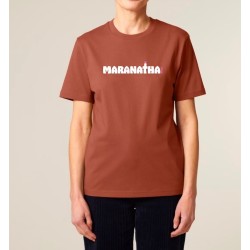 Tshirt "Maran-atha"coloris chocolat visuel blanc et  fuchsia