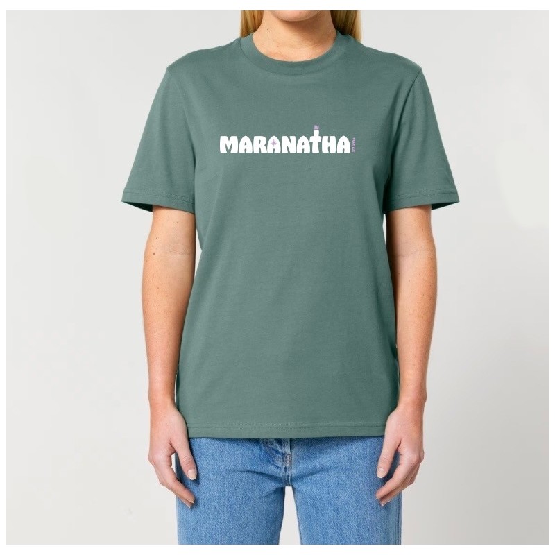Tshirt "Maran-atha" coloris cèdre visuel blanc et mauve
