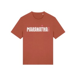 T shirt "Maranatha" coloris chocolat visuel  blanc et rose
