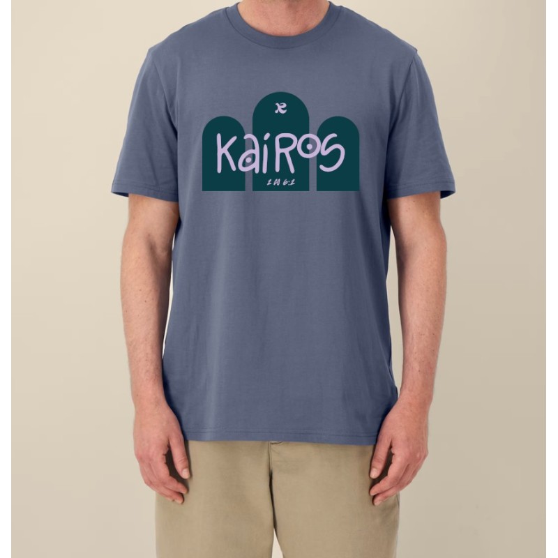 Tshirt "KAIROS " coloris ciel bleu/Mauve